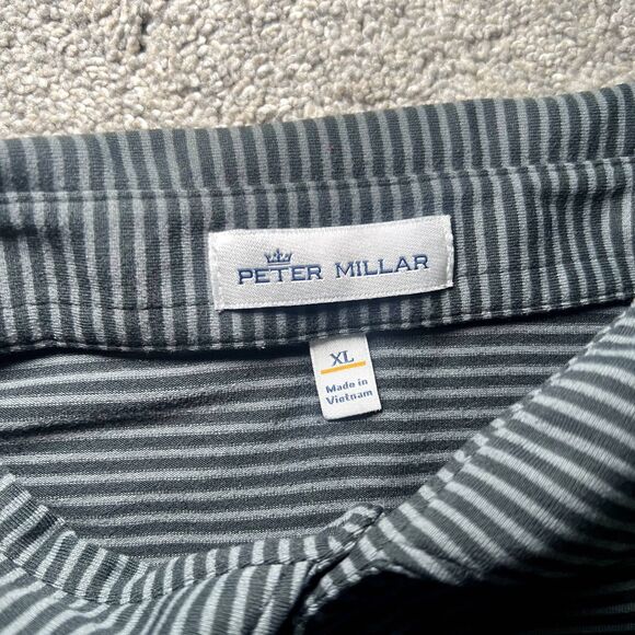 Peter Millar Crown Shirt Mens XL Gray Stripe Lyons Long Sleeve Polo - Picture 3 of 6